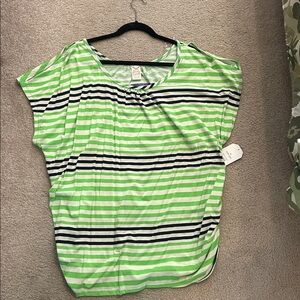 Faded Glory Lime and Navy Striped Women's Tee